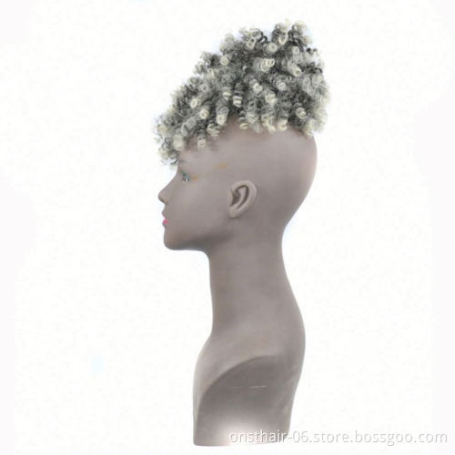 High Afro Puff Curlywig P Onytaildrawstring Short Afro Kinkyp Ony Tail Clip in Synthetic Hair Bun with Bang Extensions 1pc/pack